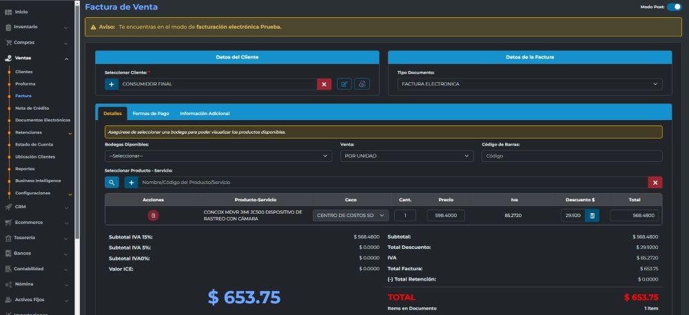 Sistema de facturación y ventas