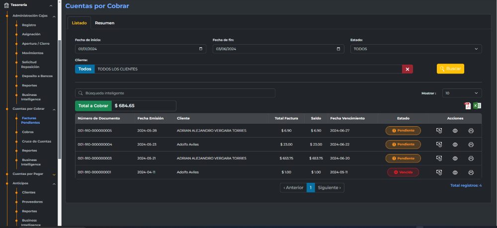 Software para control de carteras de creditos