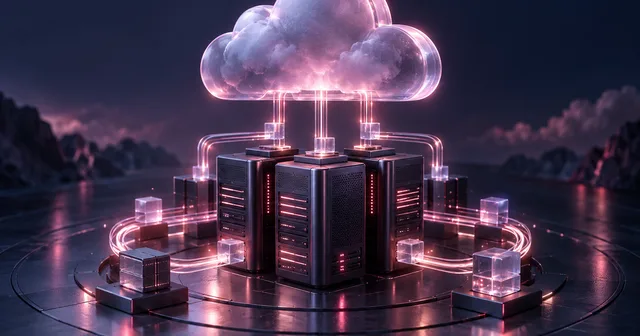Servidores conectados a una nube mediante flujos de datos