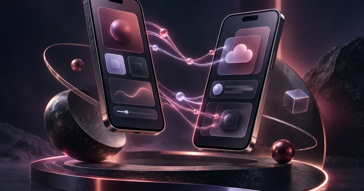 Dos teléfonos conectados con interfaces de aplicaciones móviles