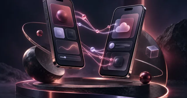 Dos teléfonos conectados con interfaces de aplicaciones móviles